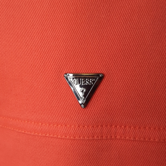 NWT Guess Girls 8-10 Red Orange Cropped Denim Jean Jacket - Picture 7 of 8